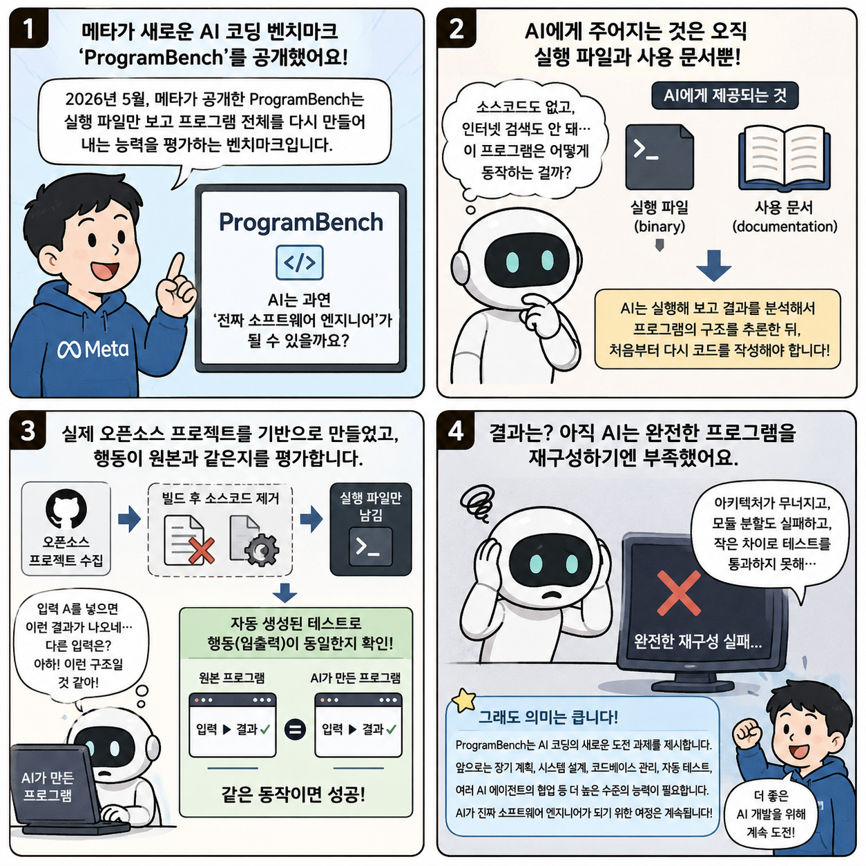 “실행 파일만 보고 프로그램 복원하라”… 메타가 공개한 AI 코딩 벤치마크 ‘ProgramBench’