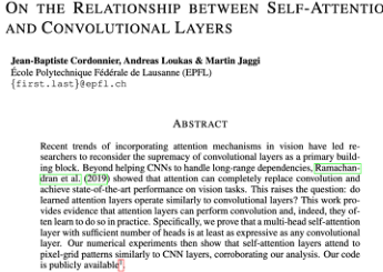 On the Relationship Between Self-Attention and Convolutional Layers 논문 일부