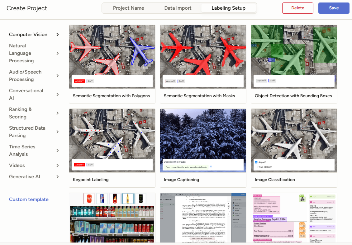 LabelStudio 레이블링 셋업에서 Object Detection with Bounding Boxes 선택